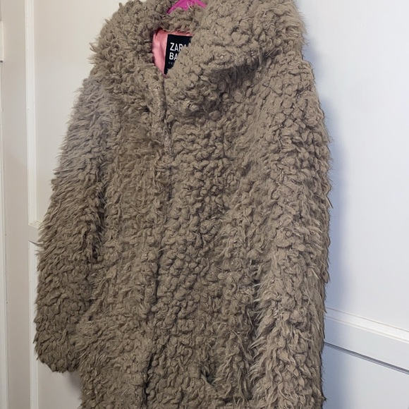 Zara Basic Outerwear Small Texture Coat With Hood Color Mink - Picture 12 of 13